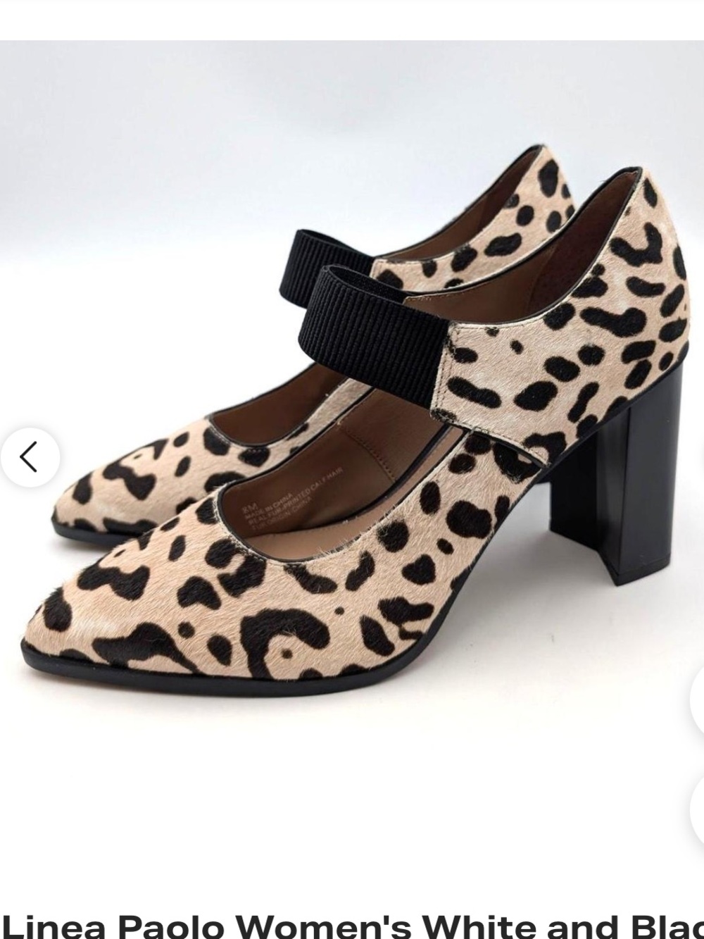 Paolo Leopard Print Mary Jane Pumps in Cream and Black